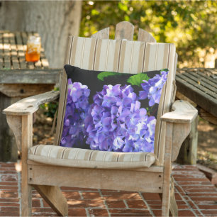 Periwinkle hydrangeas purple blue flower floral outdoor pillow