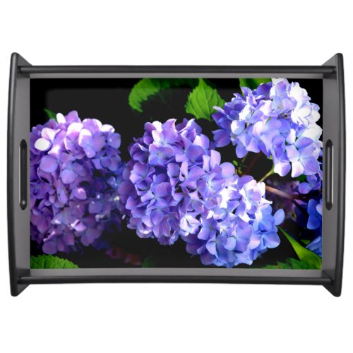 Periwinkle hydrangeas purple blue flower floral serving tray