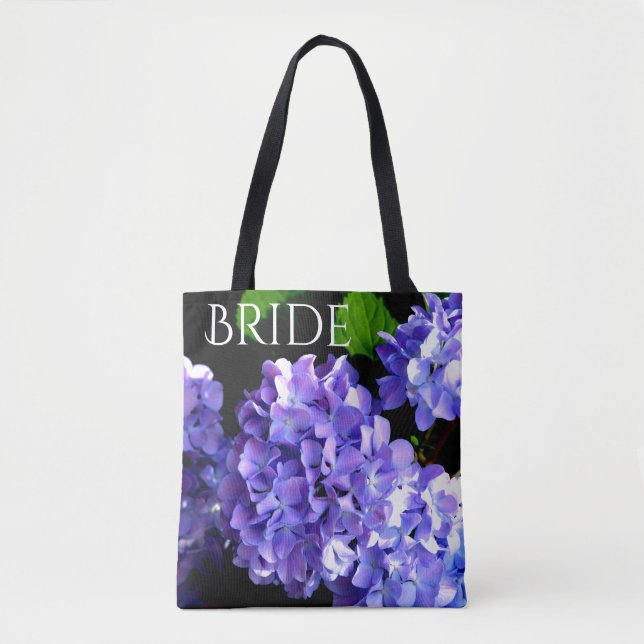 Periwinkle hydrangeas purple blue flower floral tote bag (Front)