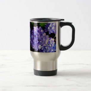 Periwinkle hydrangeas purple blue flower floral travel mug