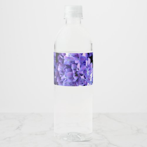 Periwinkle hydrangeas purple blue flower floral water bottle label