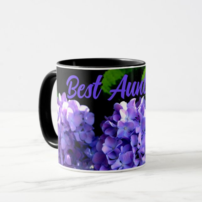 Periwinkle hydrangeas purple blue flowers for Aunt Mug (Front Left)