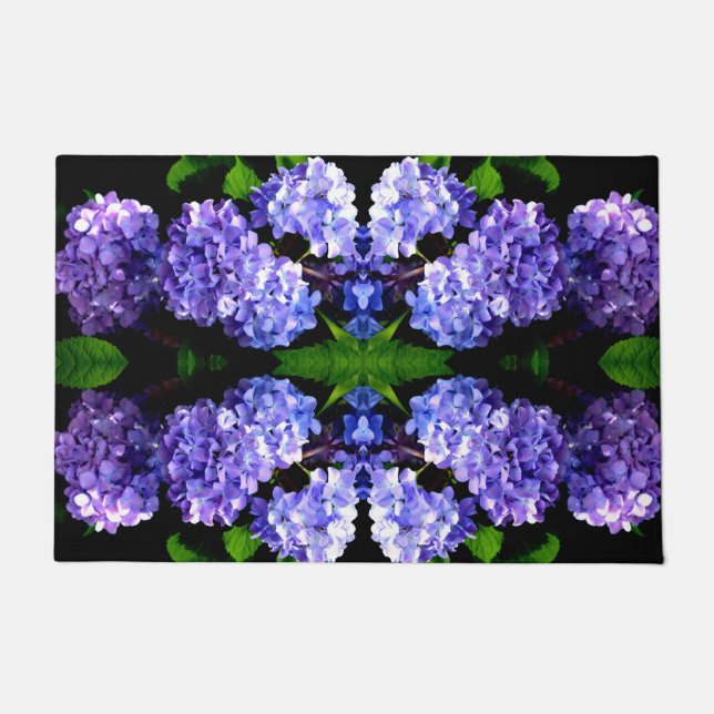 Periwinkle hydrangeas purple flowers blue flowers doormat (Front)