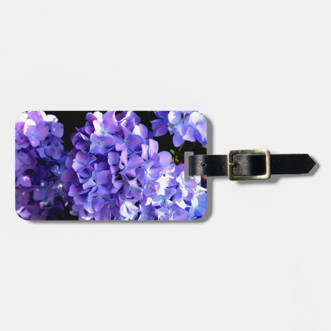 Periwinkle hydrangeas purple flowers blue flowers luggage tag (Front Horizontal)