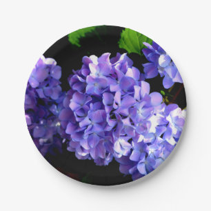 Periwinkle hydrangeas purple flowers blue flowers paper plates