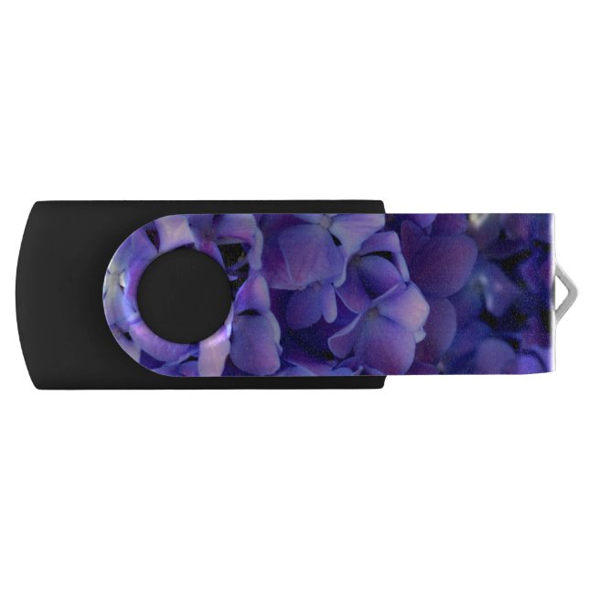 Periwinkle hydrangeas purple flowers blue flowers USB flash drive (Front)
