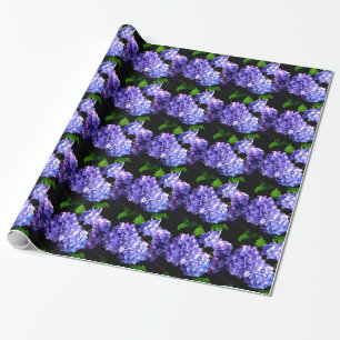 Periwinkle hydrangeas purple flowers blue flowers wrapping paper