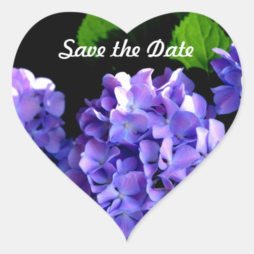 Periwinkle Hydrangeas purple flowers save the date Heart Sticker