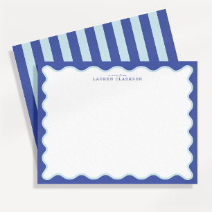 Periwinkle & Icy Blue Wavy Border Note Card