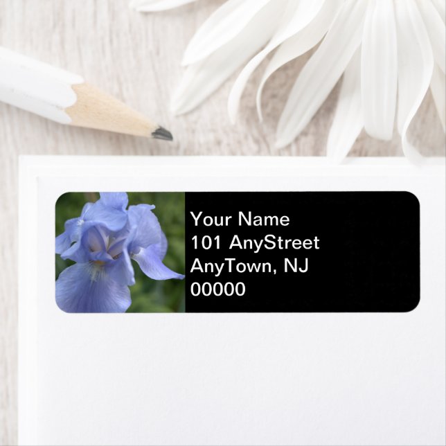Periwinkle Iris Floral Wedding  Label (Insitu)
