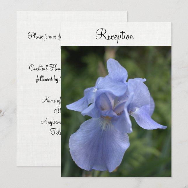 Periwinkle Iris Floral Wedding Reception Invitation (Front/Back)