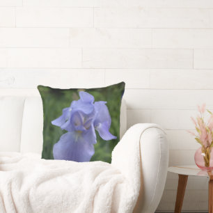 Periwinkle Irises Reversible Throw Pillow