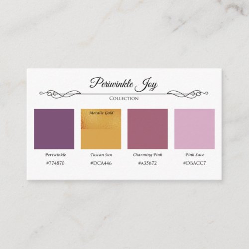 Periwinkle Joy Purple Pink Floral Color SwatchCard Enclosure Card
