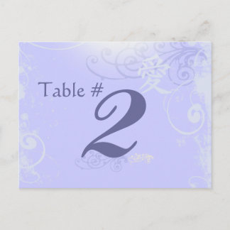 Periwinkle Kanji Love Swirl Wedding Table Number