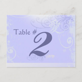 Periwinkle Kanji Love Swirl Wedding Table Number