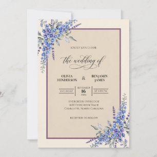 Periwinkle Lavender Blossom Wedding Invitation