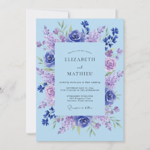 Periwinkle Lavender Painted Wedding Invitation