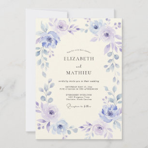 Periwinkle Lavender Petal Wedding Invitation