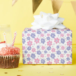 Periwinkle Lavender Pink Flowers Wrapping Paper
