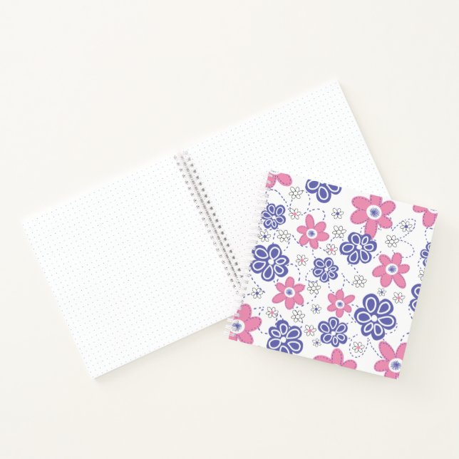 Periwinkle Lavender, Pink Retro Flowers Journal (Inside)