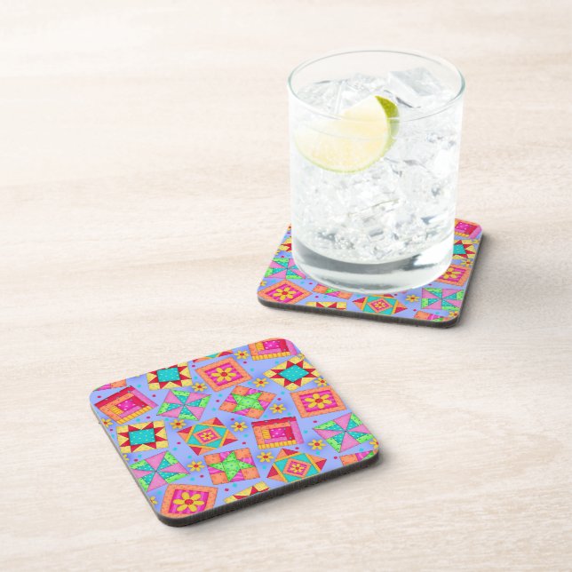 Periwinkle Lavender Quilt Block Art Coaster (Right Side)