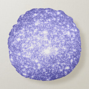 Periwinkle Lavender Sparkle Stars Round Pillow