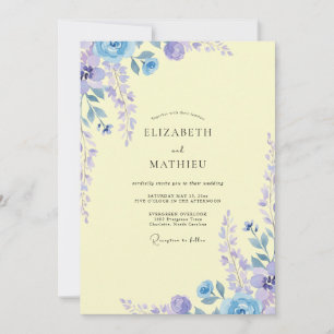 Periwinkle Lavender Wisteria Wedding Invitation