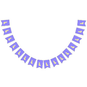 Periwinkle & Lemon Floral Bunny Easter Bunting Flags