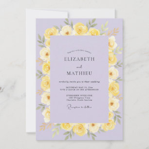 Periwinkle Lemon Petal Wedding Invitation
