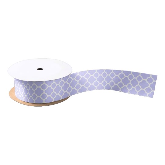 Periwinkle Light Soft Blue Quatrefoil Pattern Satin Ribbon 