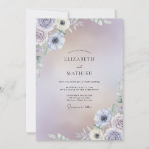 Periwinkle Lilac Anemone Wedding Invitation