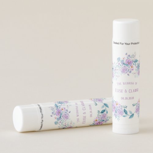 Periwinkle Lilac Botanical Peony Wreath Wedding Lip Balm