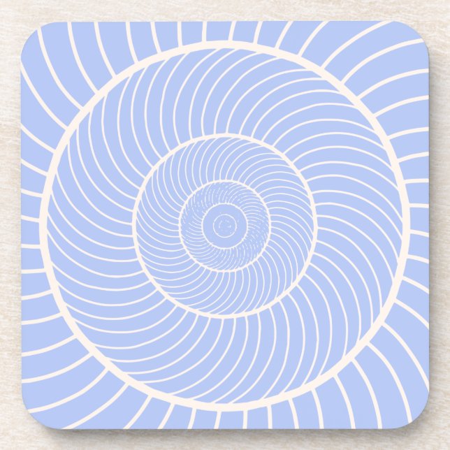 Periwinkle lilac cream spiral snail fibonacci  beverage coaster (Front)