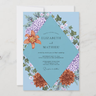 Periwinkle Lilac Ivy Eucalyptus Wedding Invitation