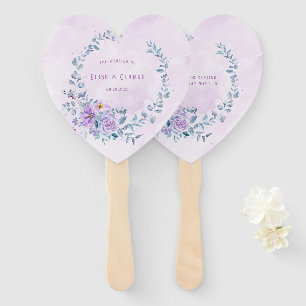 Periwinkle Lilac Peony Wreath Wedding Custom Hand Fan