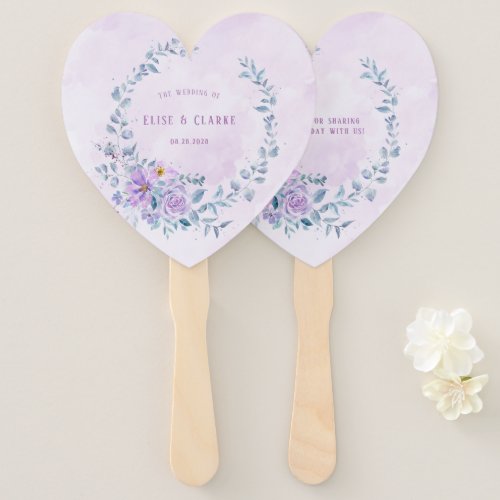 Periwinkle Lilac Peony Wreath Wedding Custom Hand Fan