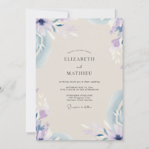 Periwinkle Lilac Petals Wedding Invitation