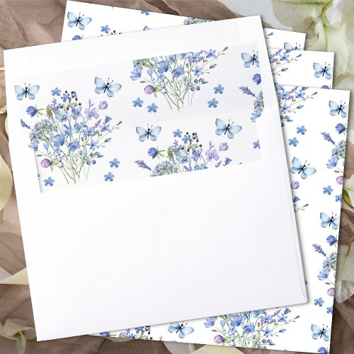 Periwinkle Lilac Wildflower Wedding Invitation Envelope Liner