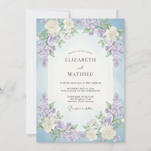Periwinkle Lilac Wisteria Wedding Invitation