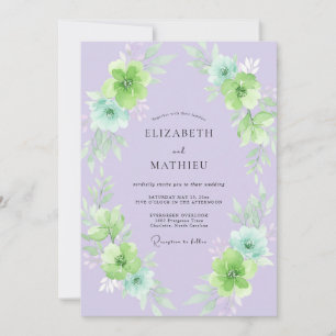 Periwinkle Lime Painted Wedding Invitation