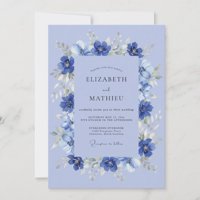 Periwinkle Luminous Botanical Wedding Invitation (Front)