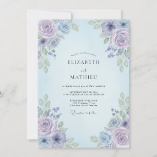 Periwinkle Luminous Floral Wedding Invitation