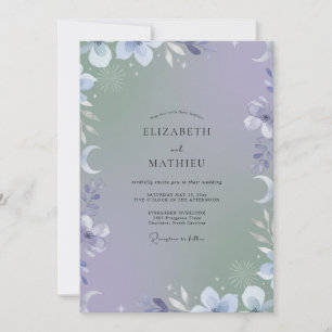 Periwinkle Lunar Eucalyptus Wedding Invitation