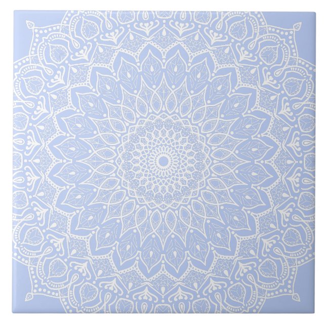 Periwinkle Mandala - Bora in Juniper Berry Ceramic Tile (Front)