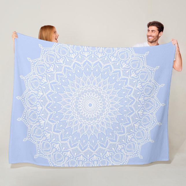 Periwinkle Mandala - Bora in Juniper Berry Fleece Blanket (In Situ)