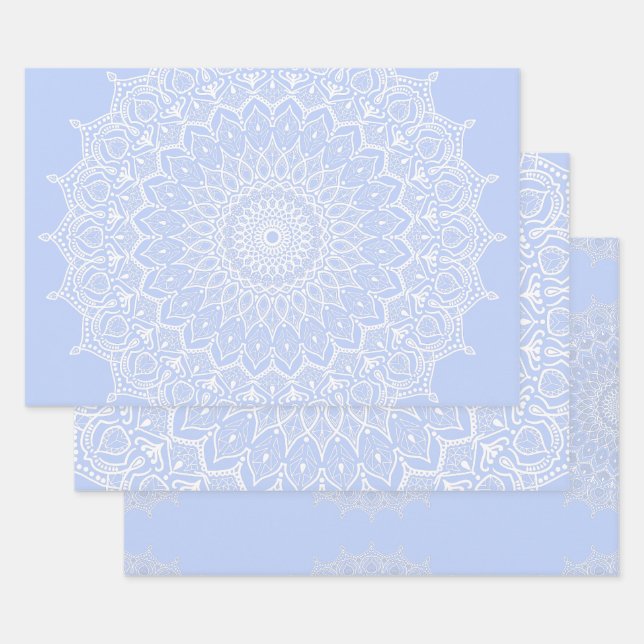 Periwinkle Mandala - Bora in Juniper Berry Wrapping Paper Sheets (Set)