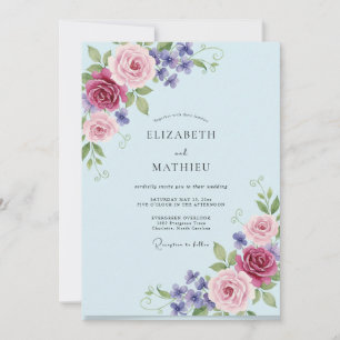 Periwinkle Mauve Petal Wedding Invitation