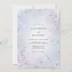 Periwinkle Mist Foliage Eucalyptus Wedding Invitation