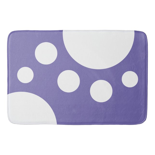 Periwinkle : Modern Dots in White Bath Mat (Front)