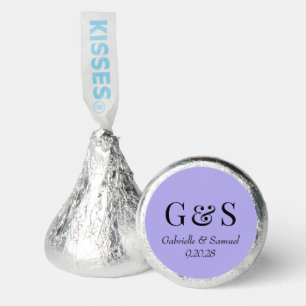 Periwinkle Modern Monogram Couple Names Wedding Hershey®'s Kisses®
